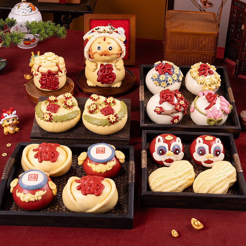 赤ちゃんの最初の誕生日、獅子舞、饅頭、花饅頭、生菓子、満月、百日、手作りの果物と野菜のジュース、花饅頭|undefined