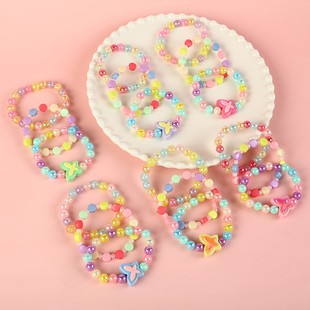Korean Style Sweet Cute Children's Bracelet Macaron Colorful Butterfly Princess Bracelet Internet Celebrant Sweetheart Girl's Bracelet