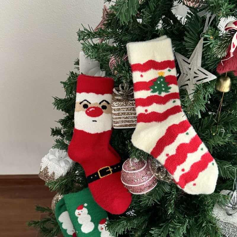 Yuanrunjia Ao velvet Christmas socks for children autumn and winter thickened warm socks ins Christmas gift floor sleep