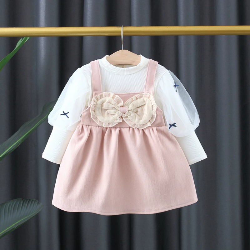 Комплект на весну, детская кофта с длинным рукавом, slip dress, западный стиль, корейский стиль, интернет-звезда, детская одежда