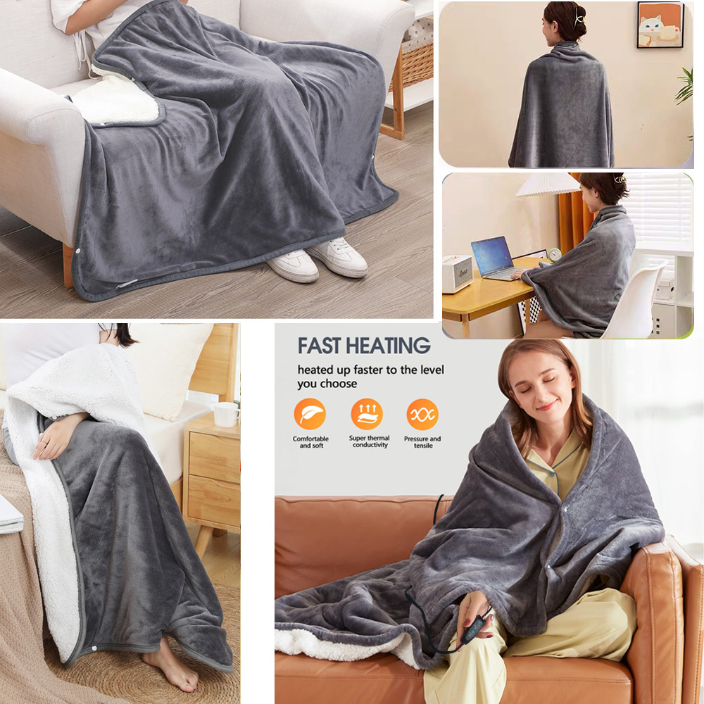 USB electric heating shawl blanket 3 levels 76x150cm multifunctional heating thick shoulder warming blanket power bank heating pad_voghion.com