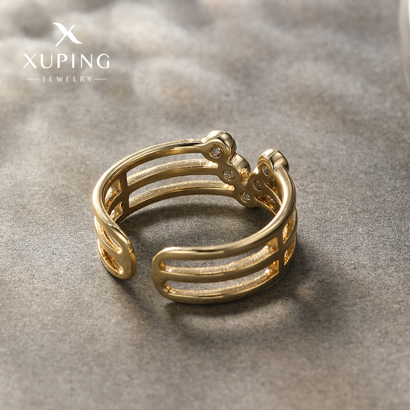 Xuping nueva aleación de 14k abertura de piedra preciosa artificial ajustable anillo simple nicho de diseño sensación de joyería