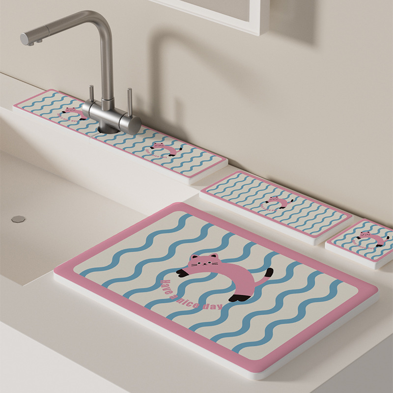 Hard Diatom Mud Cartoon Faucet Mat Absorbent Mat Drain Mat Bathroom Sink Sink Surface Absorbent Mat Hard Diatom Mud Cartoon Faucet Mat Absorbent Mat Drain Mat Bathroom Sink Sink Surface Absorbent Mat