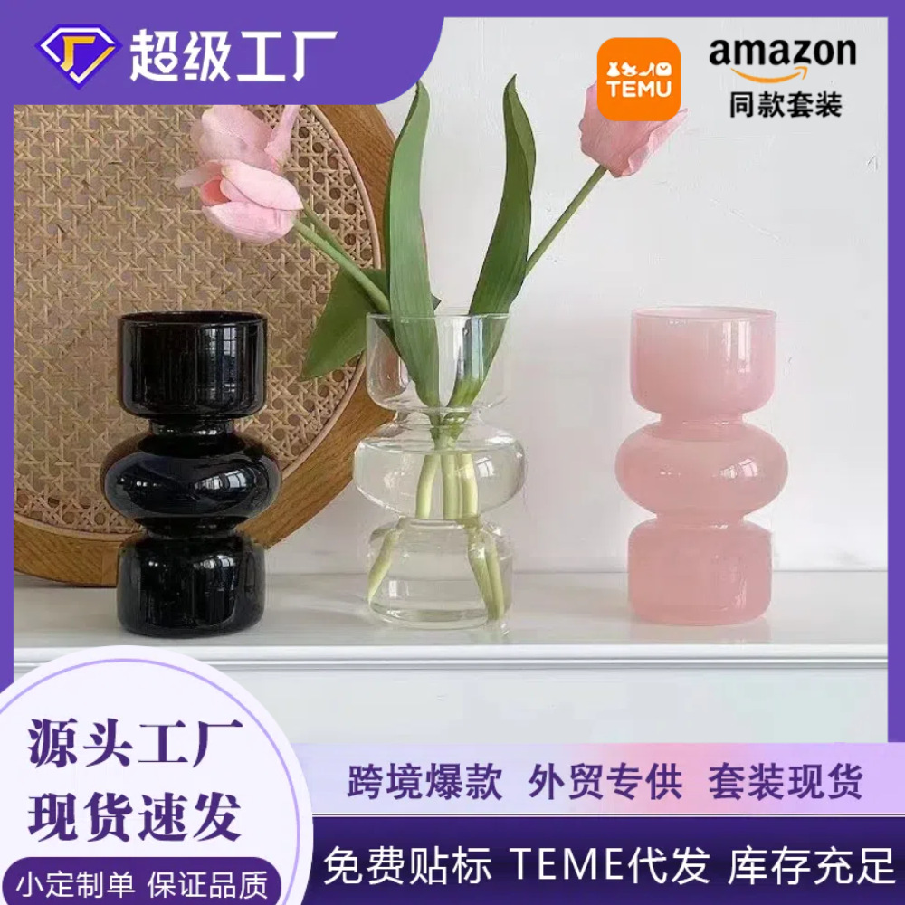Florero de vidrio hidropónico de estilo europeo personalizado, decoración simple, florero de estilo ins, decoración creativa para el hogar de alta gama
