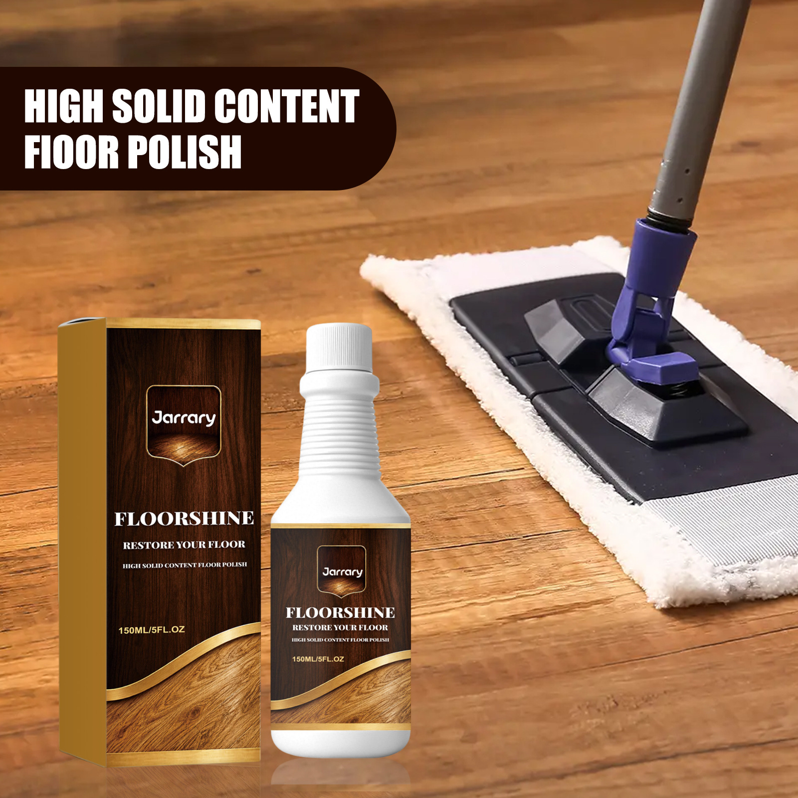 Jarrary Floor Care Agent, Universal Brightening, Stain-Removing, Anti-Slip Care Solution for Solid Wood Floors, Tiles, and Marble