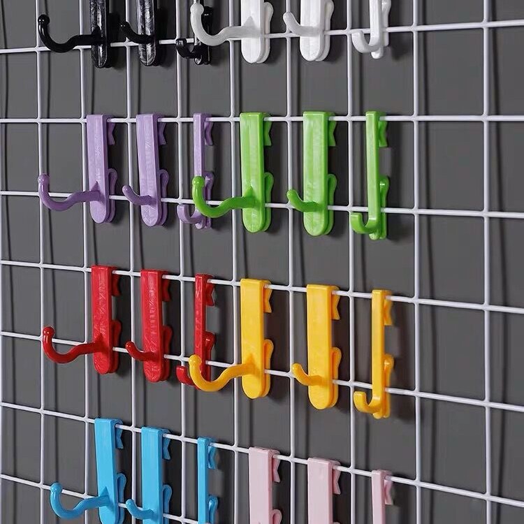 Hook mesh nail-free plastic hook wire mesh shelf wall display hook kindergarten storage punch-free Hook mesh nail-free plastic hook wire mesh shelf wall display hook kindergarten storage punch-free