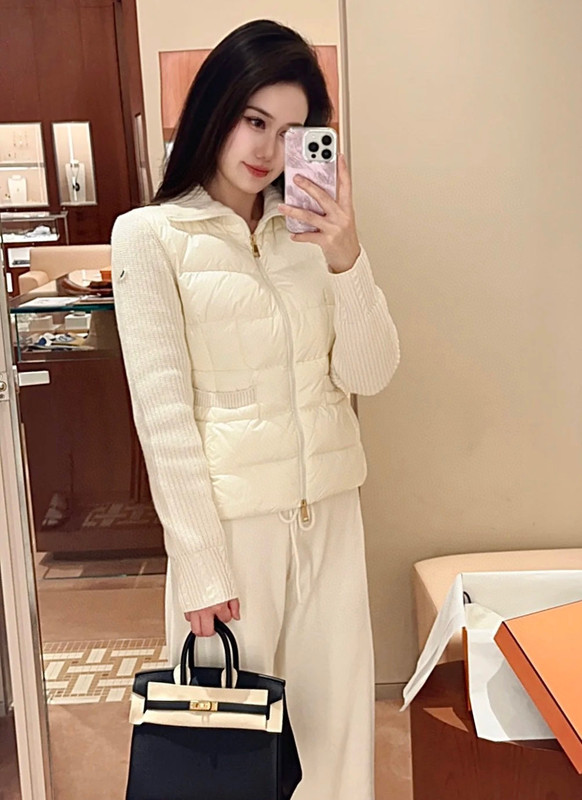 正确版 M家女士25ss新款羊毛拼接针织羽绒服韩版时尚质感轻薄外套|undefined