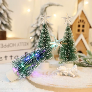 LED Christmas tabletop tree decoration, pine‑needle lantern 20×7 cm, multicolor lights