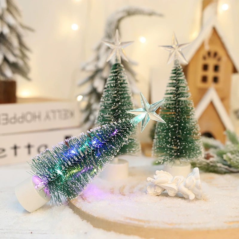 LED Christmas tabletop tree decoration, pine‑needle lantern 20×7 cm, multicolor lights