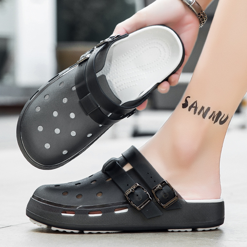 Sandalias de gelatina de comercio exterior transfronterizo zapatos con agujeros de playa antideslizantes de suela gruesa para uso exterior de los hombres