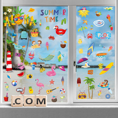 Cross-border Hawaiian Festival Sticker Ocean Summer Pool Party Glass Decoration Double-Sided Window Festival Static Sticker