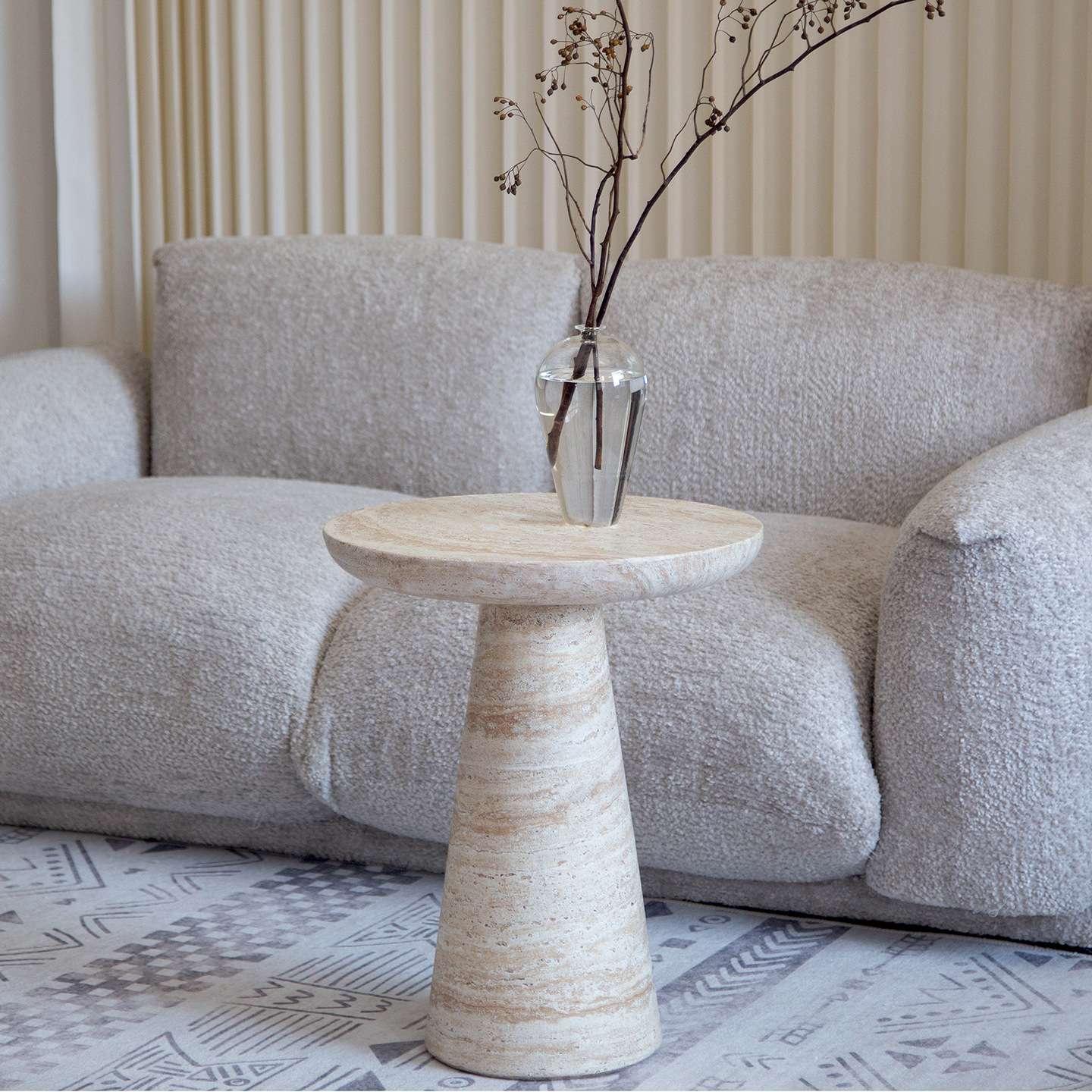 Nordic Imitation Travertine Sofa Side Table B&B Living Room Art Small Coffee Table Side Cabinet Small Apartment Balcony Light Luxury Small Table