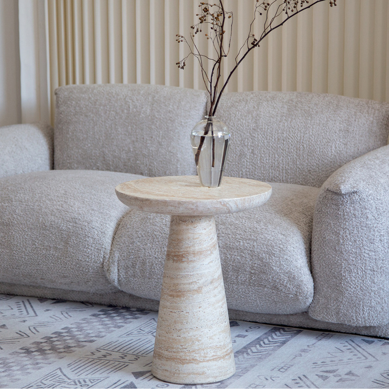 Nordic Imitation Travertine Sofa Side Table B&B Living Room Art Small Coffee Table Side Cabinet Small Apartment Balcony Light Luxury Small Table