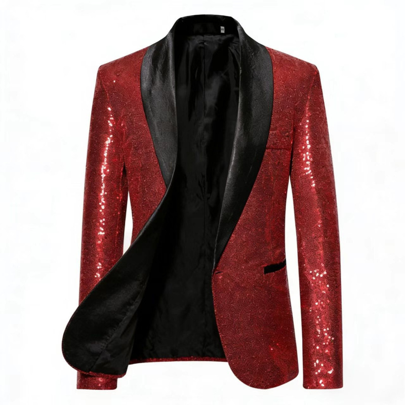 European and American Performance Suits, Gold Sequin Suits, Nightclub Men's Clothing, Host Emcee Studio Jackets, European Size Men's Clothing