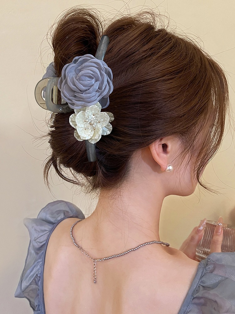 Satín de alta sensación, arco negro grande, clip de tiburón, toque de cabeza, clip de nube, clip de agarre, clip de cabello, tarjeta de cabello de mujer