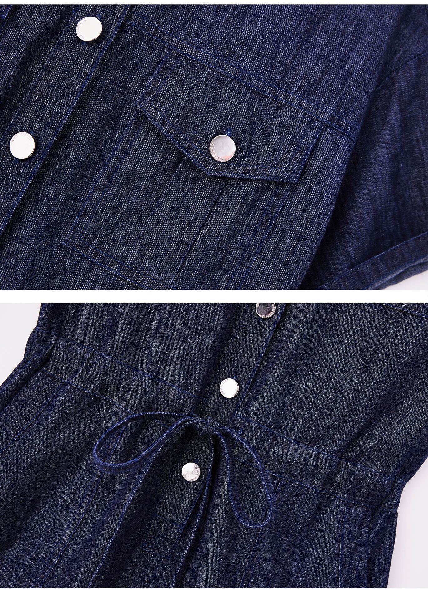 Jumpsuit nữ dài tay denim mỏng mùa hè thiết kế cao cấp trẻ trung E833 — Màu ảnh chi tiết 19