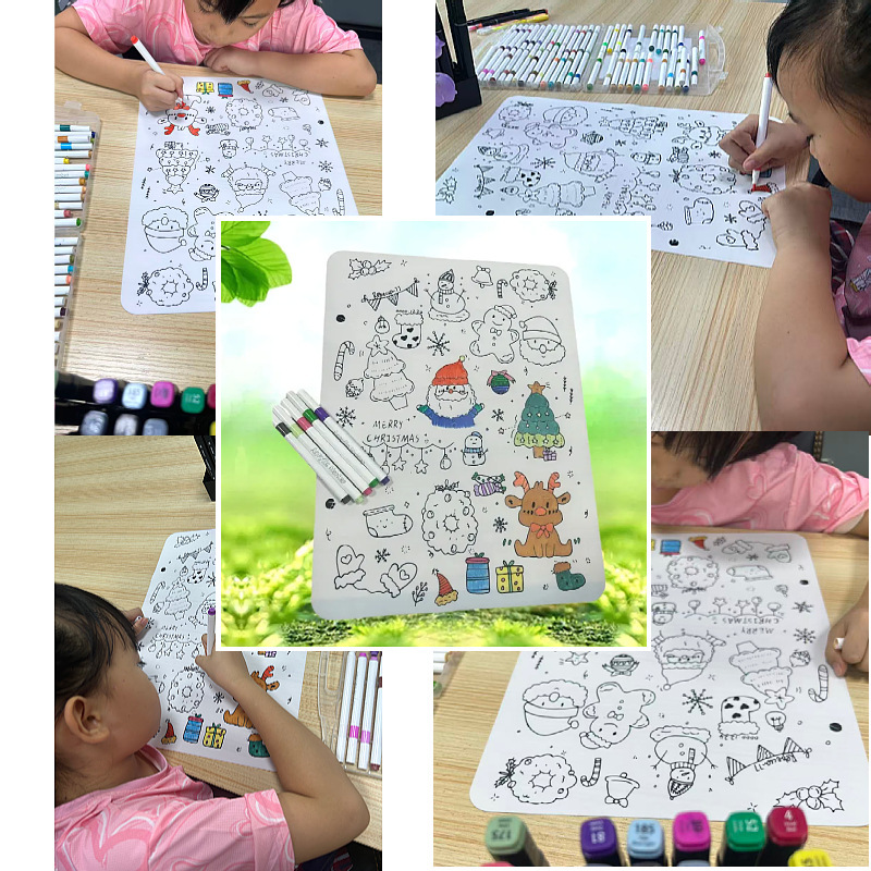 圣诞卡通硅胶涂鸦垫开学创意卡通餐垫硅胶画垫涂鸦画板可涂色清洗|undefined