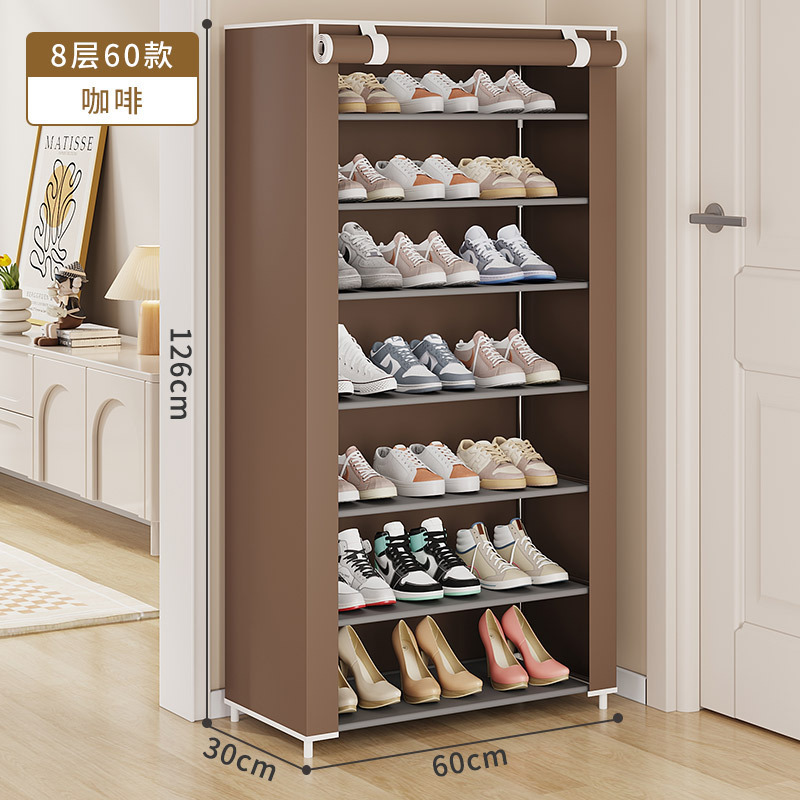 Estante de zapatos simple multicapa a prueba de polvo ensamblaje doméstico económico ahorro de espacio puerta de dormitorio pequeño estante de zapatos almacenamiento armario de zapatos