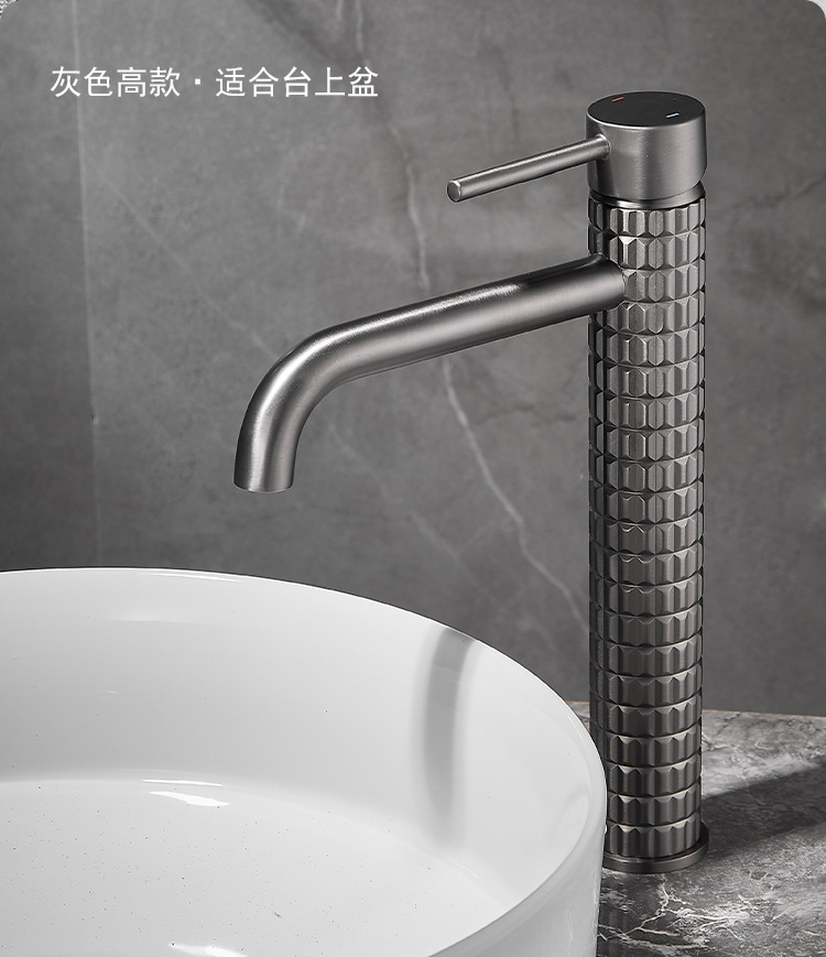 Brushed golden copper light luxury washbasin faucet, hotel bathroom bathroom cabinet, cold and hot washbasin faucet, splash-proof undefined