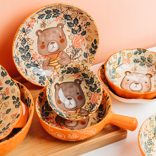 Xiaozuo bowl and plate set home creative Nordic ceramic bowl and chopsticks tableware set Internet celebrity bowl and plate combination