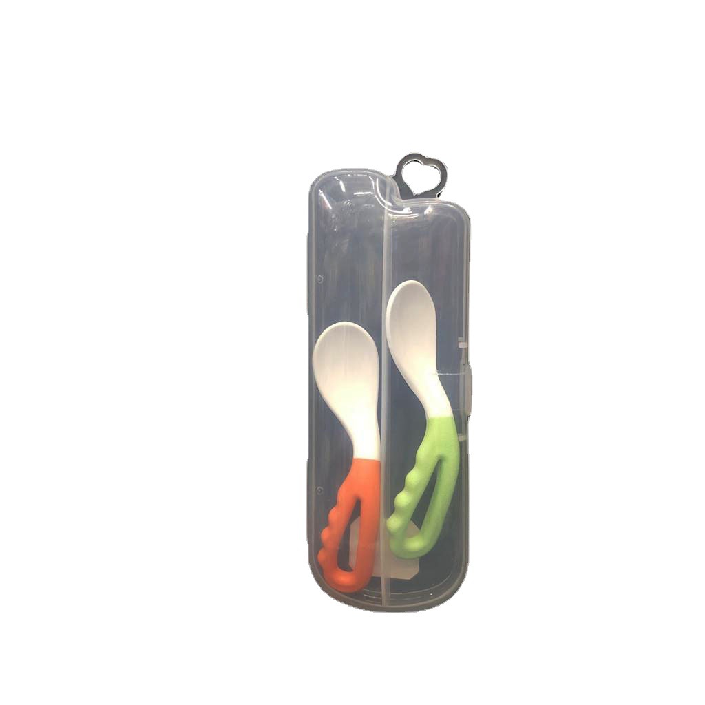 Children's curved handle spoon wholesale boxed PP baby practice…
