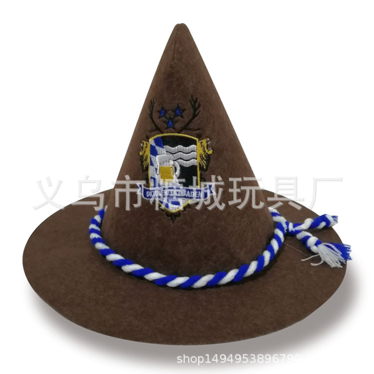 Festival de la cerveza suministros de Halloween danza rendimiento sombrero de fiesta sombrero de bruja fieltro de Tela Gris logotipo impreso