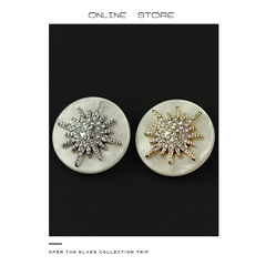 Snowflake diamond metal double button imitation shell white button French suit jacket button fur coat button decorative button