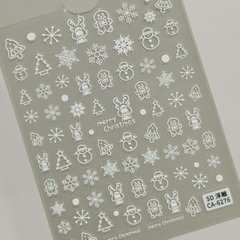 冬季圣诞雪花美甲贴纸5D浮雕立体白色镂空雪花指甲贴纸饰品 CA款
