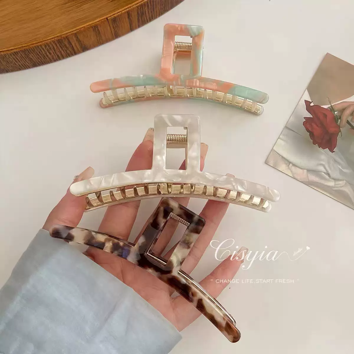 直播间选货拍链接不发货房间号374476醋酸发夹大号法式复古高级感