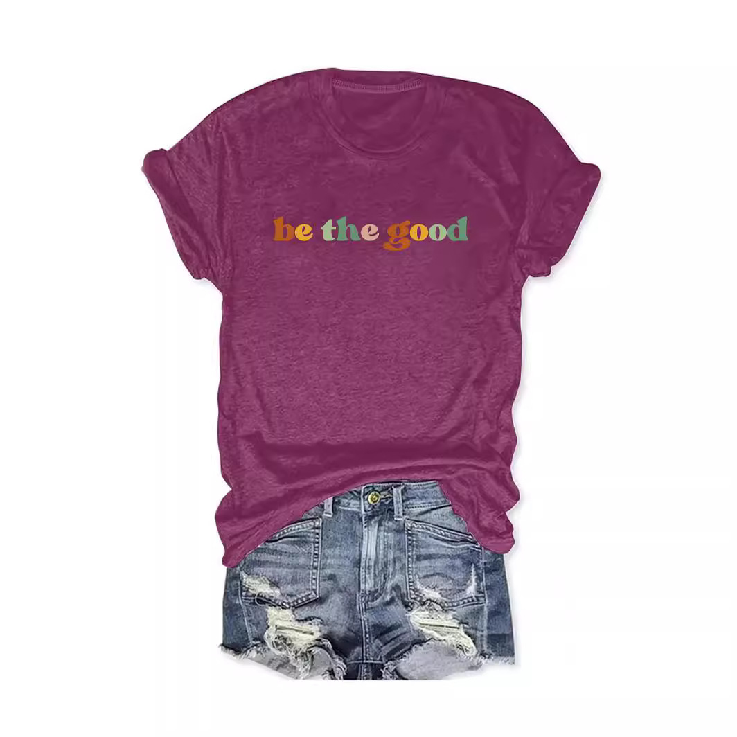 European and American summer women's clothing pattern printing round neck short sleeve T-shirt casual fashion foreign trade explosion T-shirt