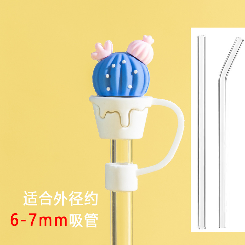 Tapa de paja de vidrio a prueba de polvo protección del medio ambiente linda chica tapa de paja accesorios universales enchufe a prueba de polvo enchufe de polvo de dibujos animados