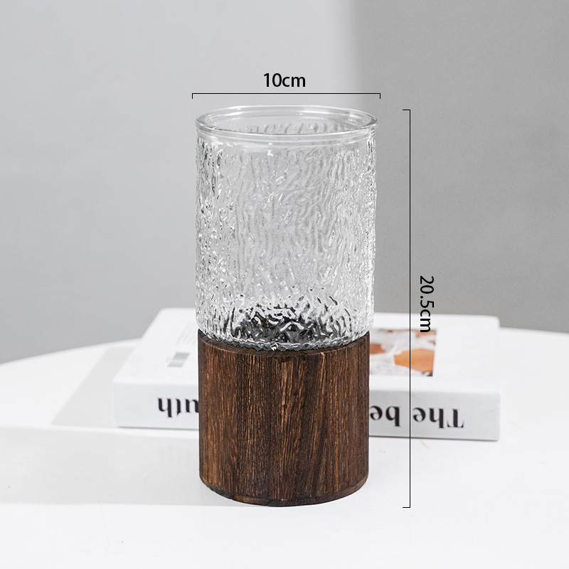 Botón de vidrio de madera simple y creativo, botón seco de sauce de plata, botón de bambú rico y precioso, decoración de la sala de estar.