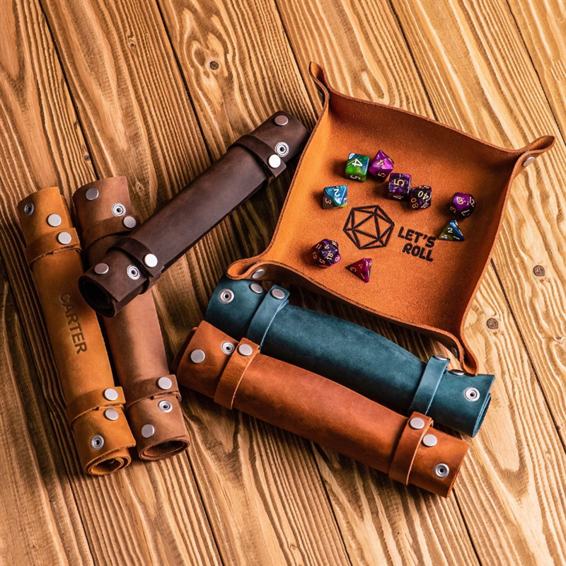 Portable Leather Edc Valet Tray Personalized Dnd Dice Tray-Personalized Catchaldnd Tray