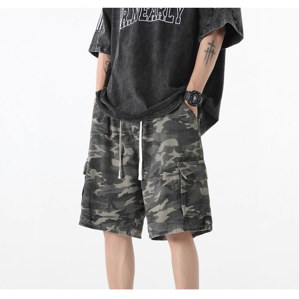 Men's American-Style Summer Camouflage Pure Cotton Casual Shorts, Thin Loose Trendy Brand Sports Shorts, High Street Versatile Wholesale