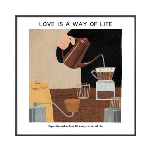 Art Deco-style cafe decoration painting, modern minimalist living room and dining room wall art, inverted coffee, niche Instagram wall hanging