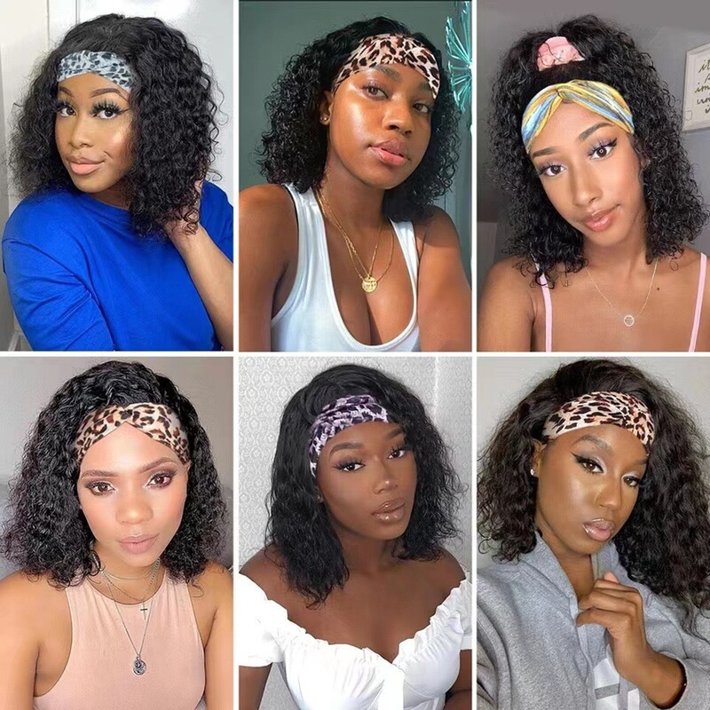Cross-Border European and American Headband Wigs for Women, African Small Curls, High-Temperature Silk Synthetic Fiber Wigs, Manufacturer Direct Shipping