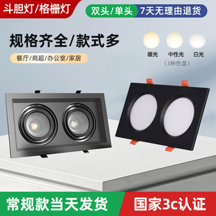 Single-Head Double-Head Three-Head Downlight Bold Lamp Supermarket Living Room Fangtong 18W Embedded Thin Led Grille Eye Protection