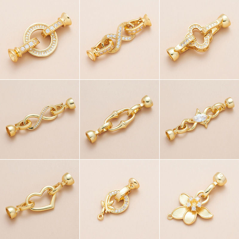 High-end strong color inlay necklace buckle pearl buckle bracelet buckle closing buckle diy jewelry accessories