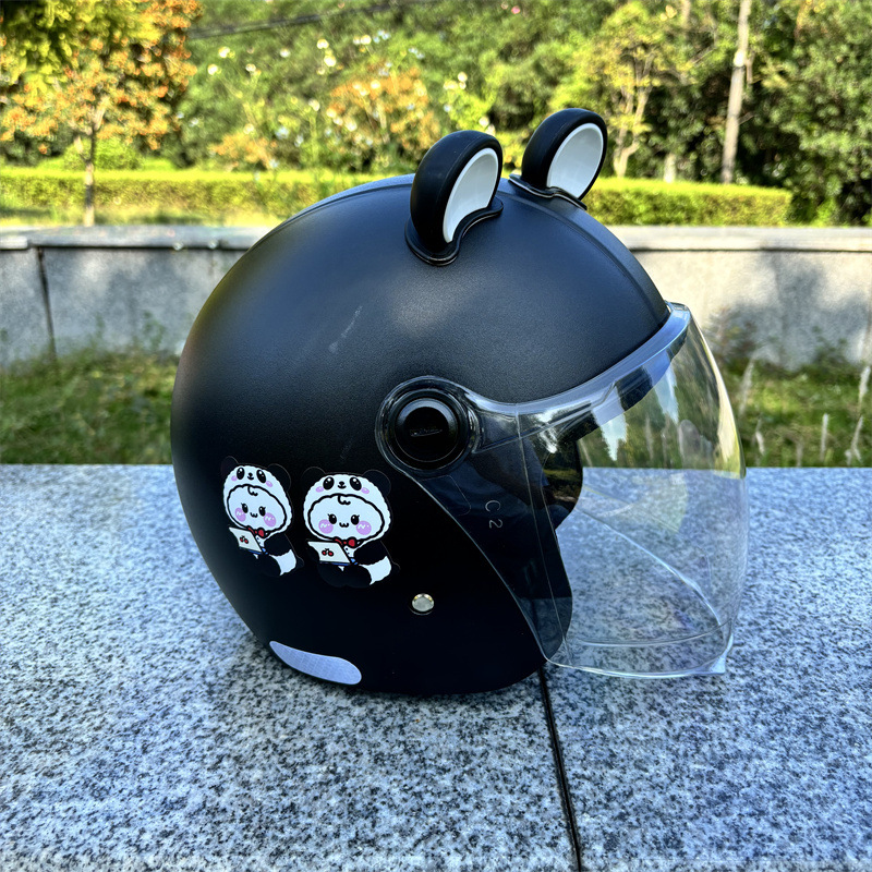 Matt black transparent long mirror no. 11 + black and white bear ears
