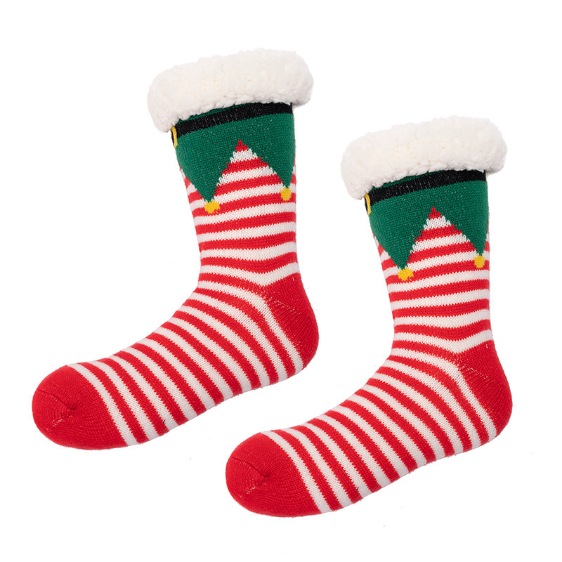 Christmas slippers socks Slipper Socks autumn and winter thickened fleece-lined dispensing anti-slip socks suit floor socks