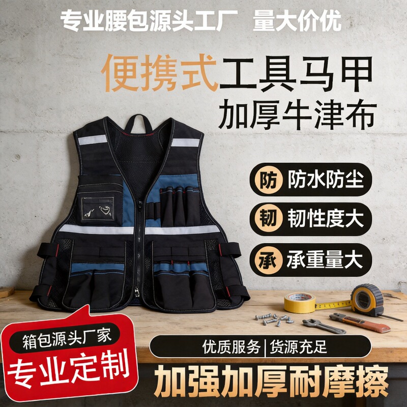 Cross-Border Tool Vest, Large Capacity Hardware Vest, Oxford Cloth Construction and Renovation Tool Storage Vest Cross-Border Tool Vest, Large Capacity Hardware Vest, Oxford Cloth Construction and Renovation Tool Storage Vest