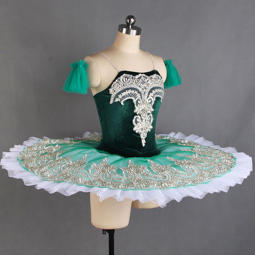 Modern dance stage ballet dance dresses photography dark green tutu skirts little swan lake ballet dance performances costumes for girls 