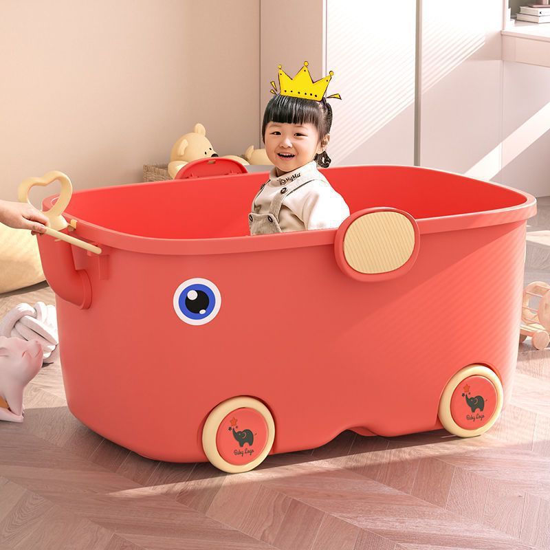 儿童玩具箱玩具收纳小孩子衣服箱大容量加厚家用储物箱滑轮