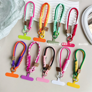 Color matching mobile phone smiley face lanyard key chain woven rope u disk wrist lanyard pendant ccd lanyard anti-loss rope