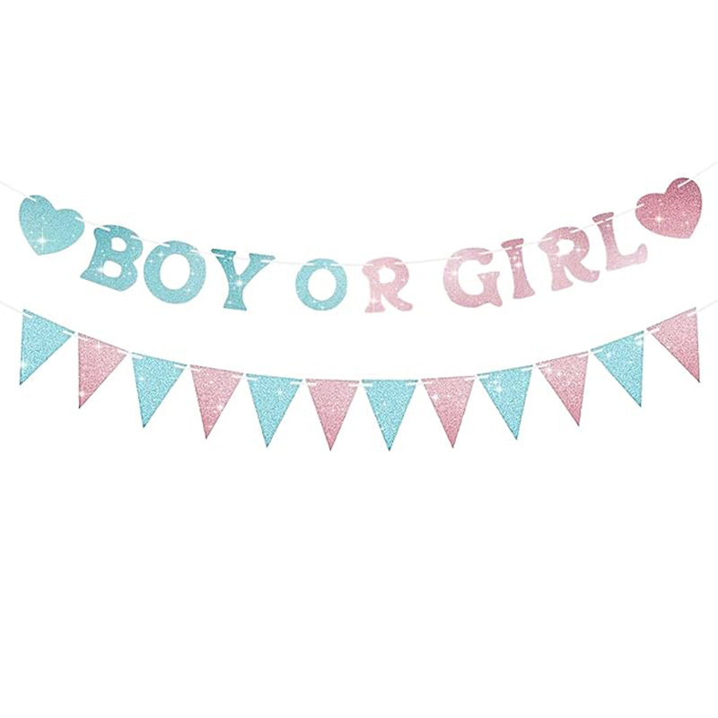 BOY O GIRL Baby Sex Revelar Banner Flashing Baby Sex Revelar Decoración de fiesta