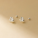 Eloch S925 plata dulce lindo arco perlas tornillo pequeño perlas de orejas para mujeres M05275