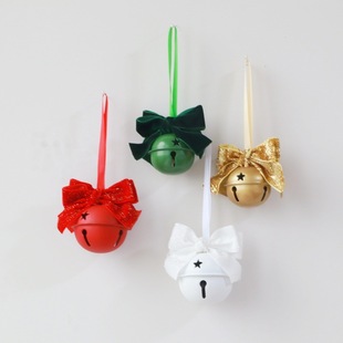 Christmas Pendant Small Bell Velvet Bow Christmas Tree Pine Cone Scene Decoration Supplies Decorative Bell Pendant
