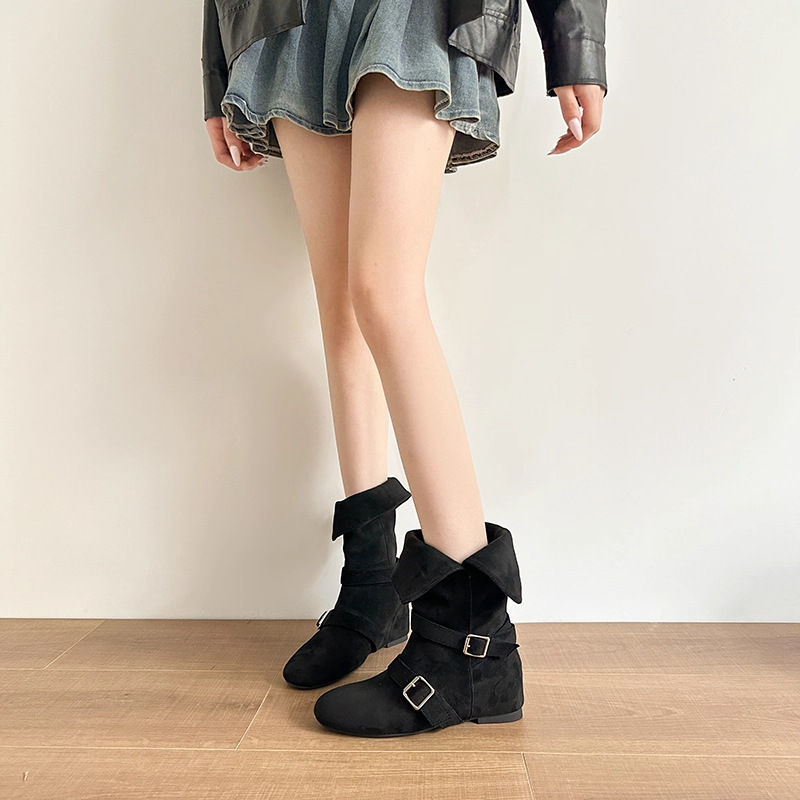复古皮带扣两穿中筒西部牛仔靴女2025年新款废土风百搭显瘦两穿时|undefined