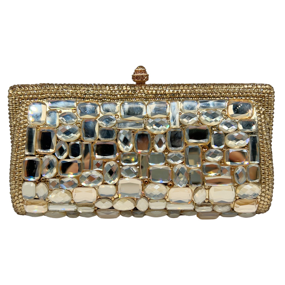 Bolsa de embrague de piedra transfronteriza nueva bolsa de diamante de cristal plano bolsas de mano de mujer bolsas de cena de diamantes manuales
