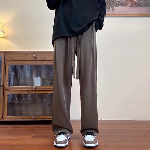 Flowing Casual Pants for Men: Spring & Autumn Edition, High-End All-Match Straight-Leg Trousers, Loose Wide-Legged Long Pants, Plus-Size Suit Pants